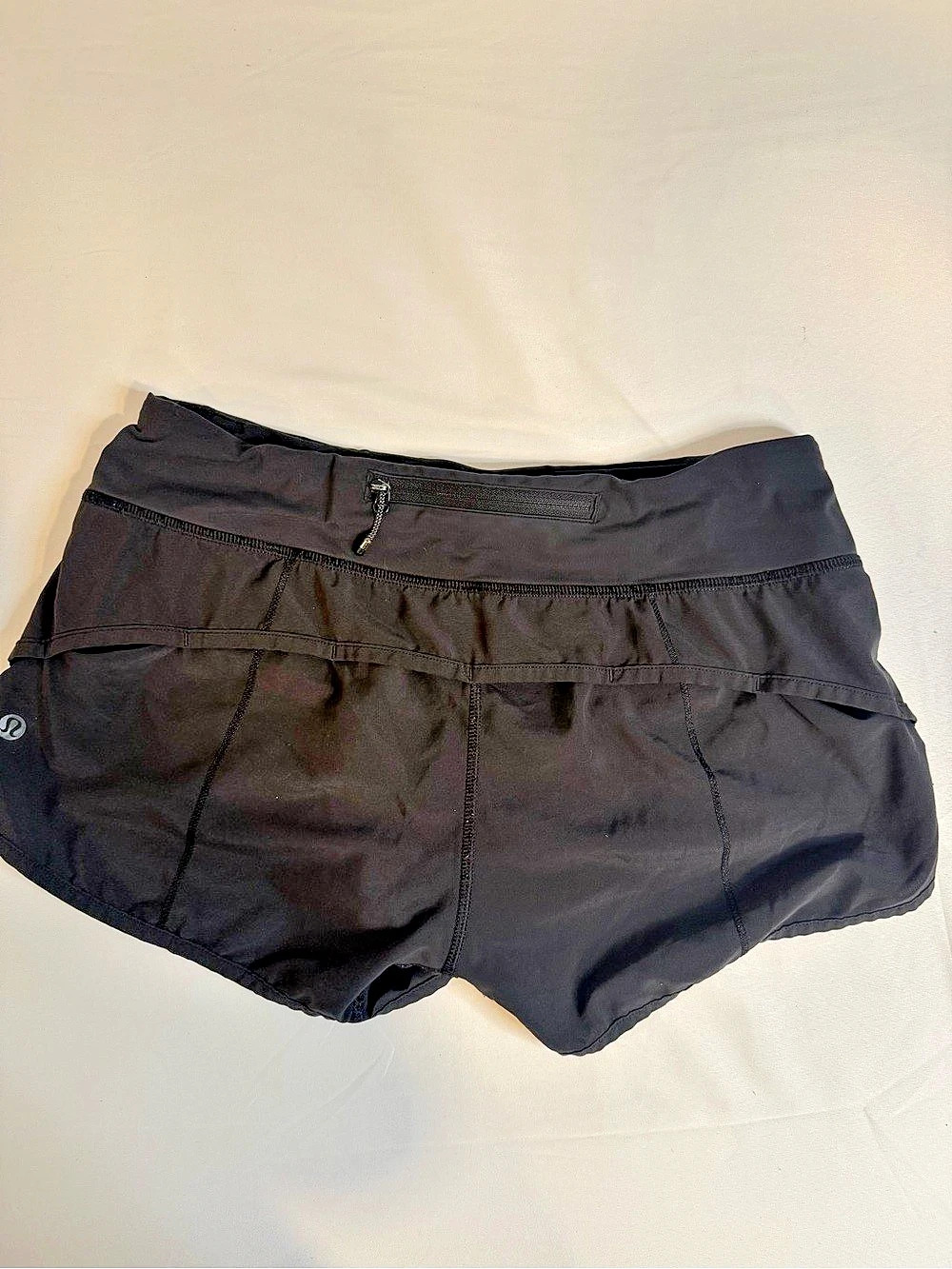 Lululemon Black Lined Running Shorts Size 4 | Back Zip Pocket